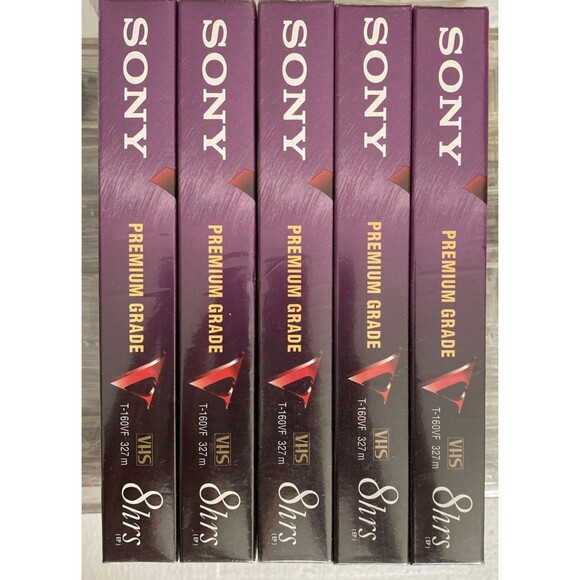 Lot of 5  Sony 8 Hours Premium Grade T-160 VE VHS Blank Video Tapes New Sealed - Picture 1 of 4